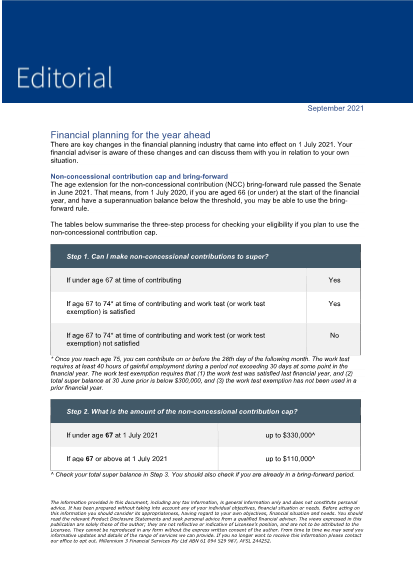 Editorial September 2021 -  Financial planning for year ahead